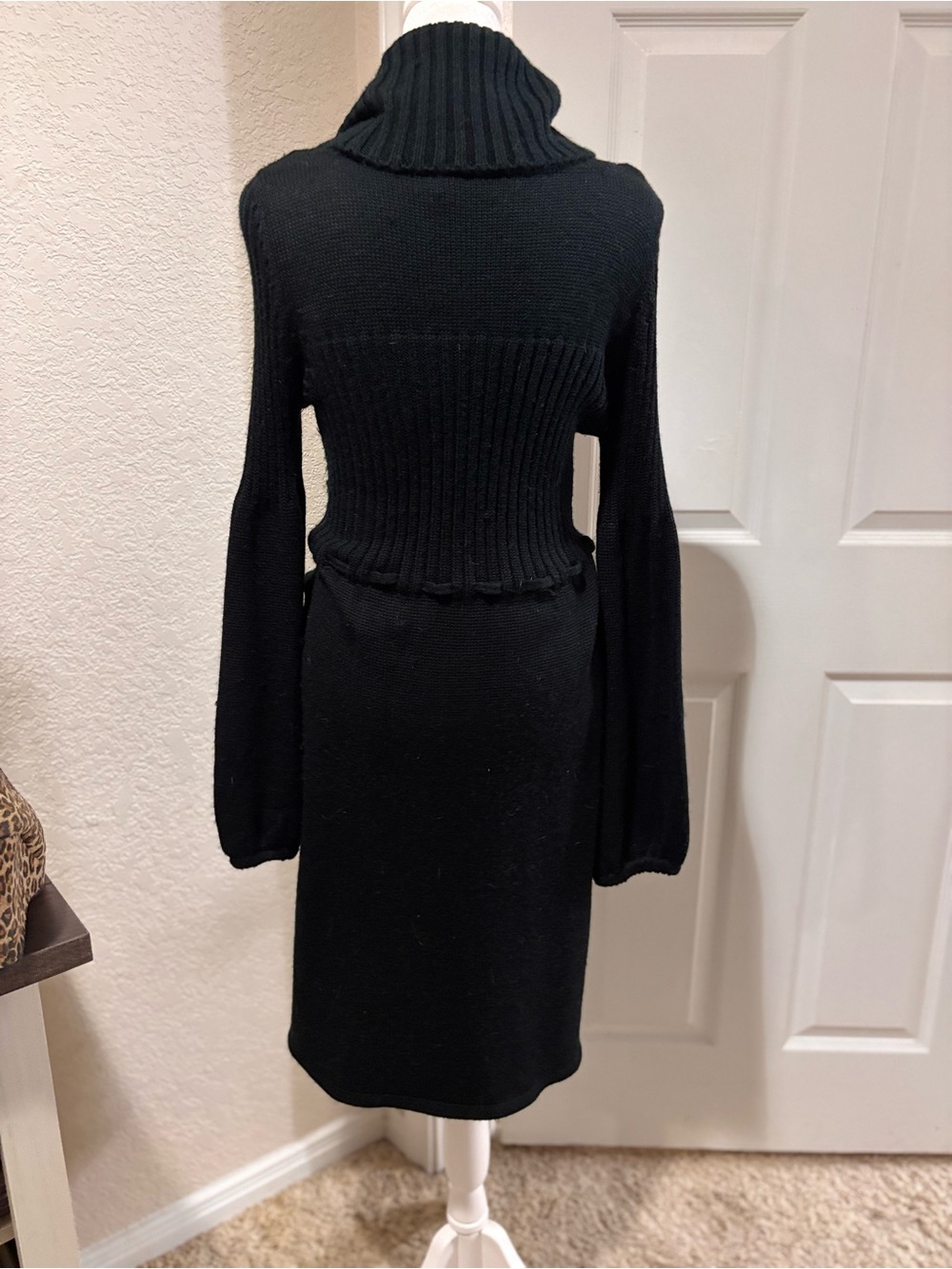 Calvin Klein Black Long-Sleeve Turtleneck Knit Dress